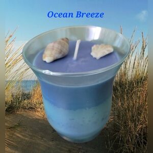 Ocean Breeze Scented Candle In Iridescent Teal Glass